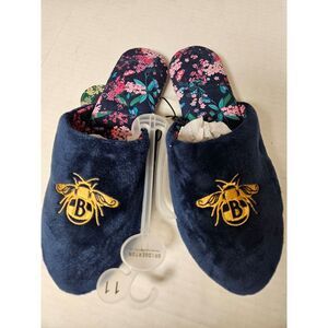 Bridgerton Izzy & Liv Bee Slippers Enchanting Navy Blue Floral Size‎ 11 NWT